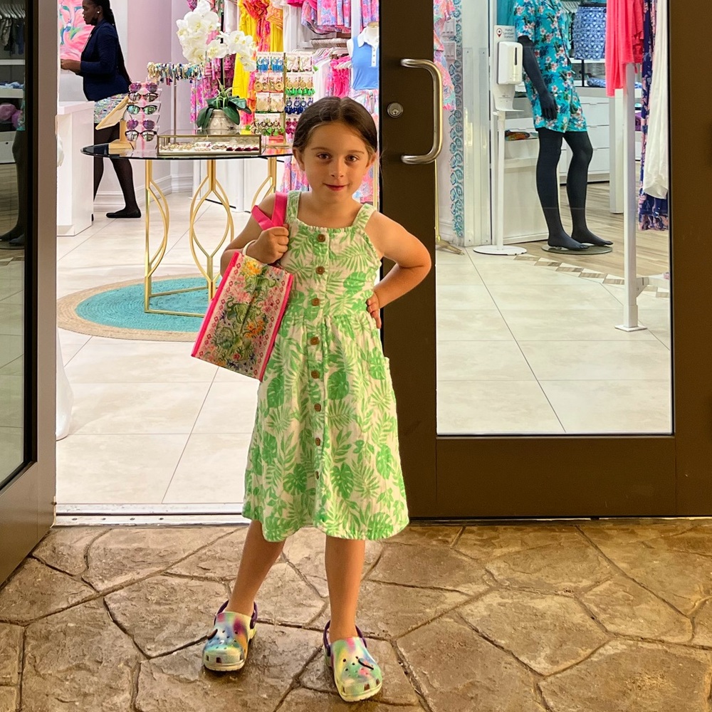 Lilly Pulitzer - Girls Green Tropical Dress with Pockets - - Picture 1 of 4
